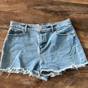 LOFT Light Blue Frayed Jean Shorts
